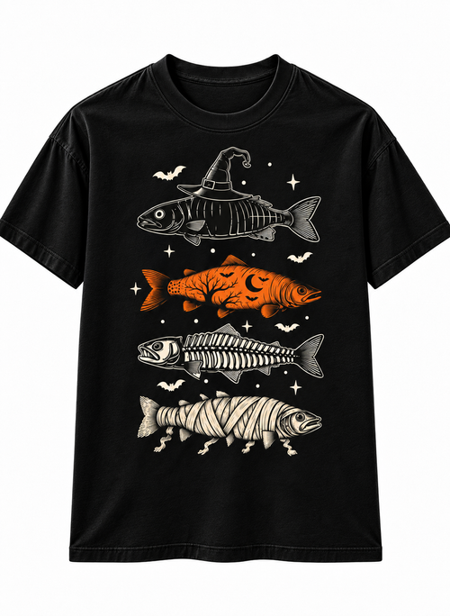 Halloween Trout Fishing T-Shirt – Spooky Fish Angler Tee