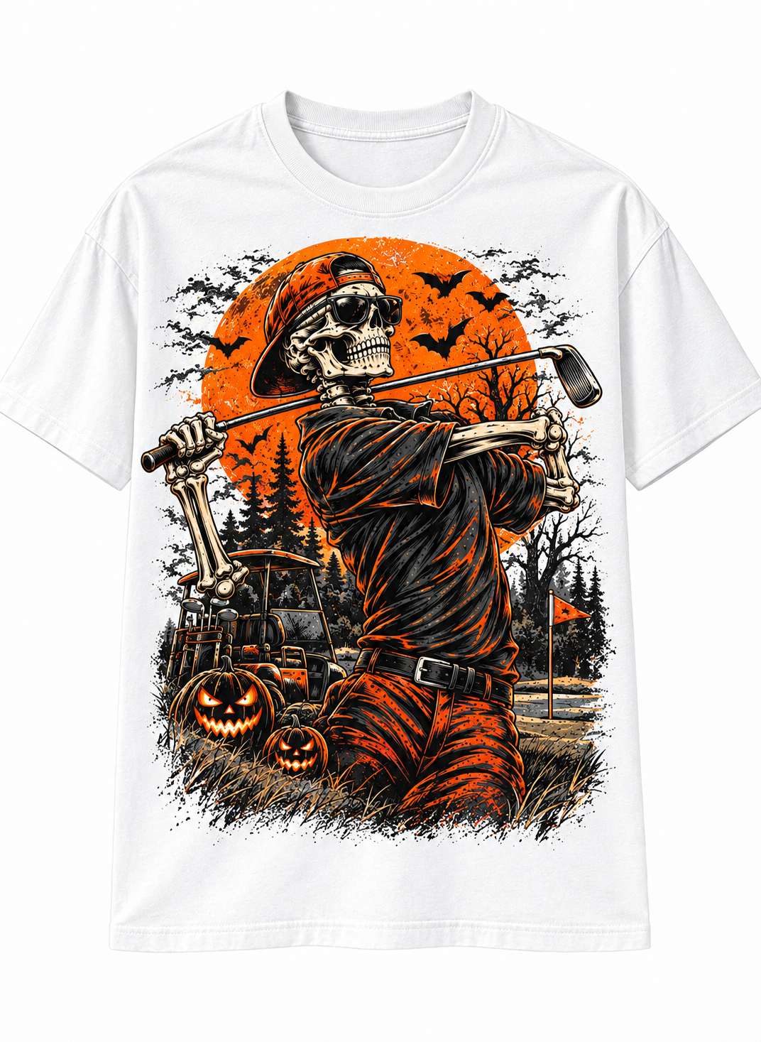 Skeleton Golfer Halloween T-Shirt – Spooky Vintage Golf Tee