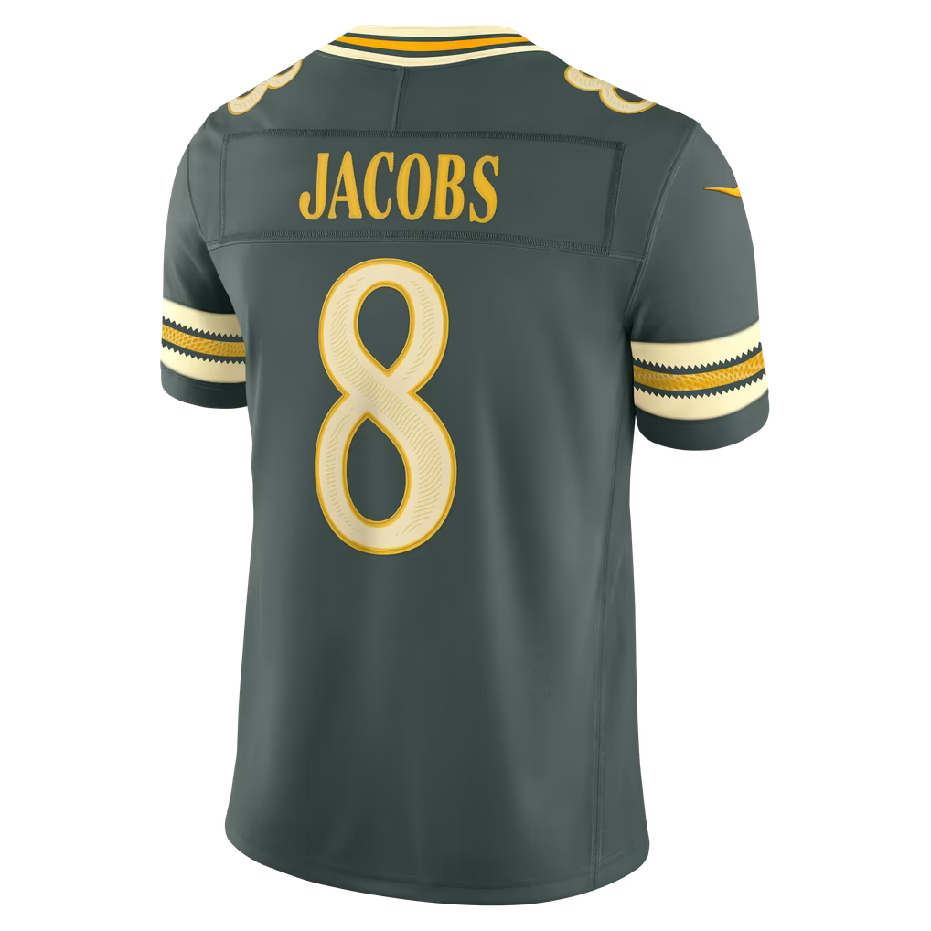 Men's Josh Jacobs Green Bay Packers 2026 Rivalries Collection Stitched Limited Jersey - Green