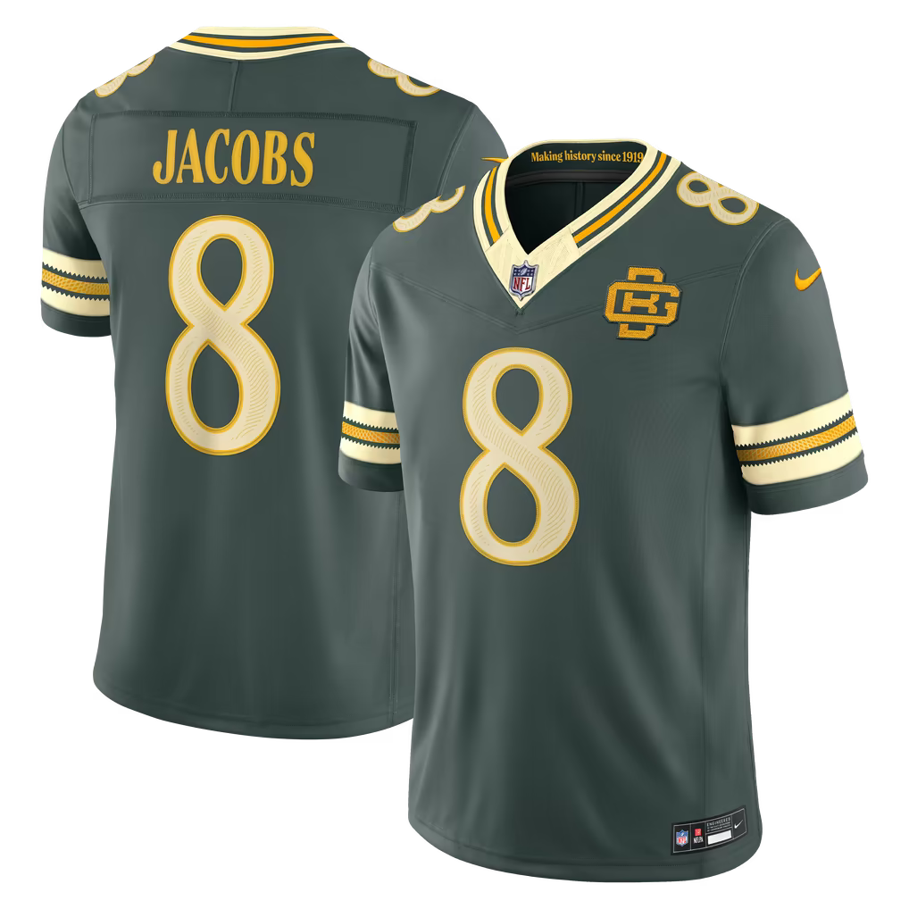 Men's Josh Jacobs Green Bay Packers 2026 Rivalries Collection Stitched Limited Jersey - Green