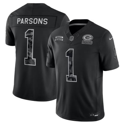 Men's Micah Parsons Green Bay Packers 2026 Salute to Service Stitched Limited Jersey - Black